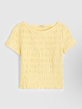 Madewell Short Sleeve Yellow Smocked Tee
